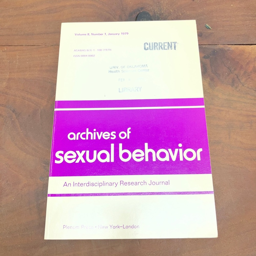 Archives of Sexual Behavior Vol 8 No 1 1979 Interdisciplinary Research Journal